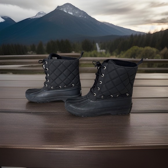 Sperry Top-sider Gosling Black Quilted Duck Boots Women's  Size 9 Waterproof - Picture 10 of 15